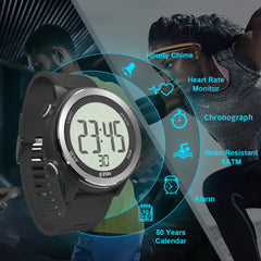 EZON T057 Men's Heart Rate Monitor Running Digital Watch Alarm Chronograph Calorie Counter Sport Watch with Chest Strap - EZON Watch