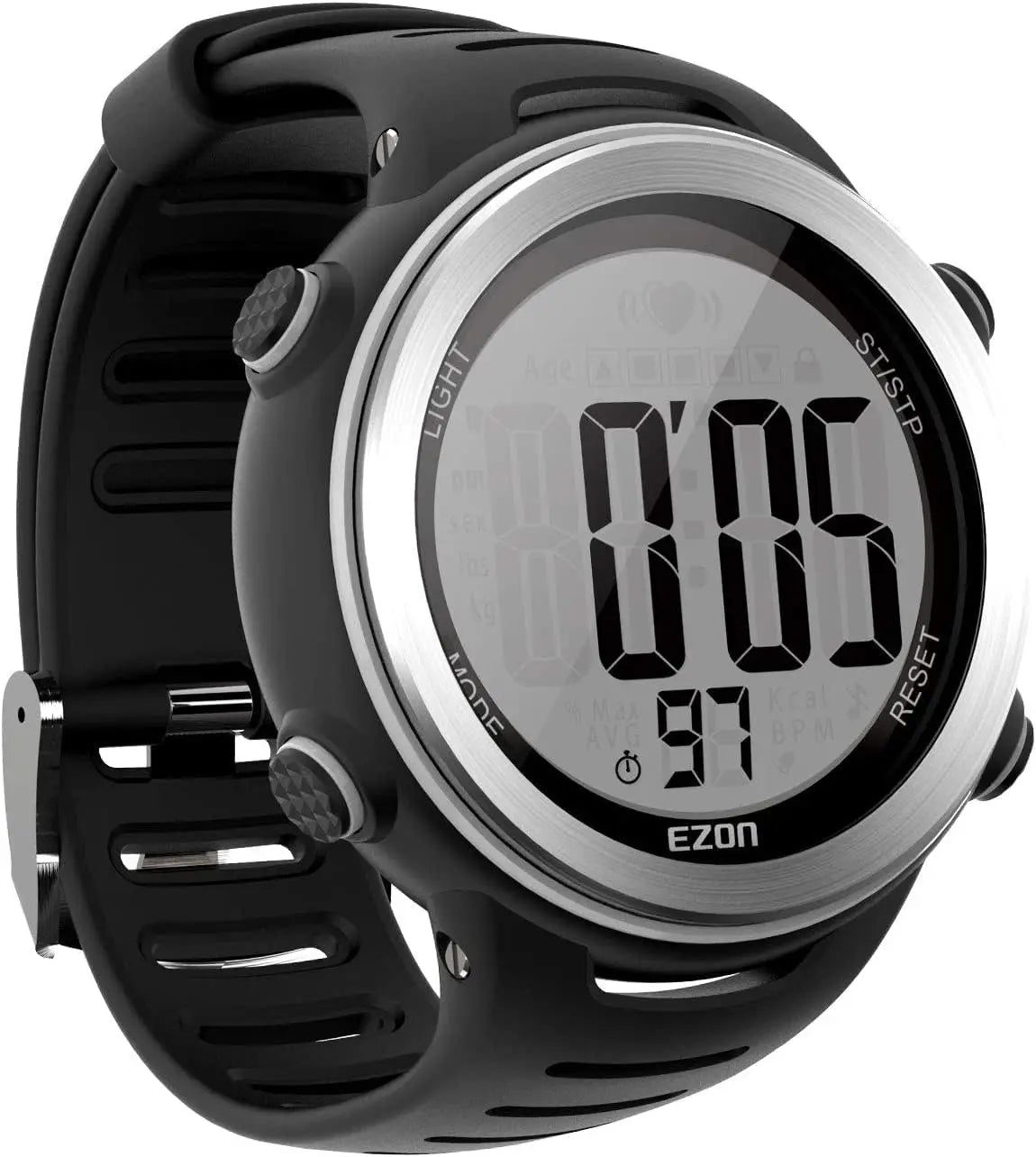 EZON T007 Heart Rate Monitor and Chest Strap, Exercise Heart Rate Monitor, Sports Watch with HRM, Waterproof, Stopwatch, Hourly Chime - EZON Watch