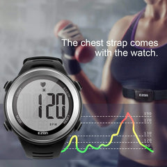 EZON T007 Heart Rate Monitor and Chest Strap, Exercise Heart Rate Monitor, Sports Watch with HRM, Waterproof, Stopwatch, Hourly Chime - EZON Watch