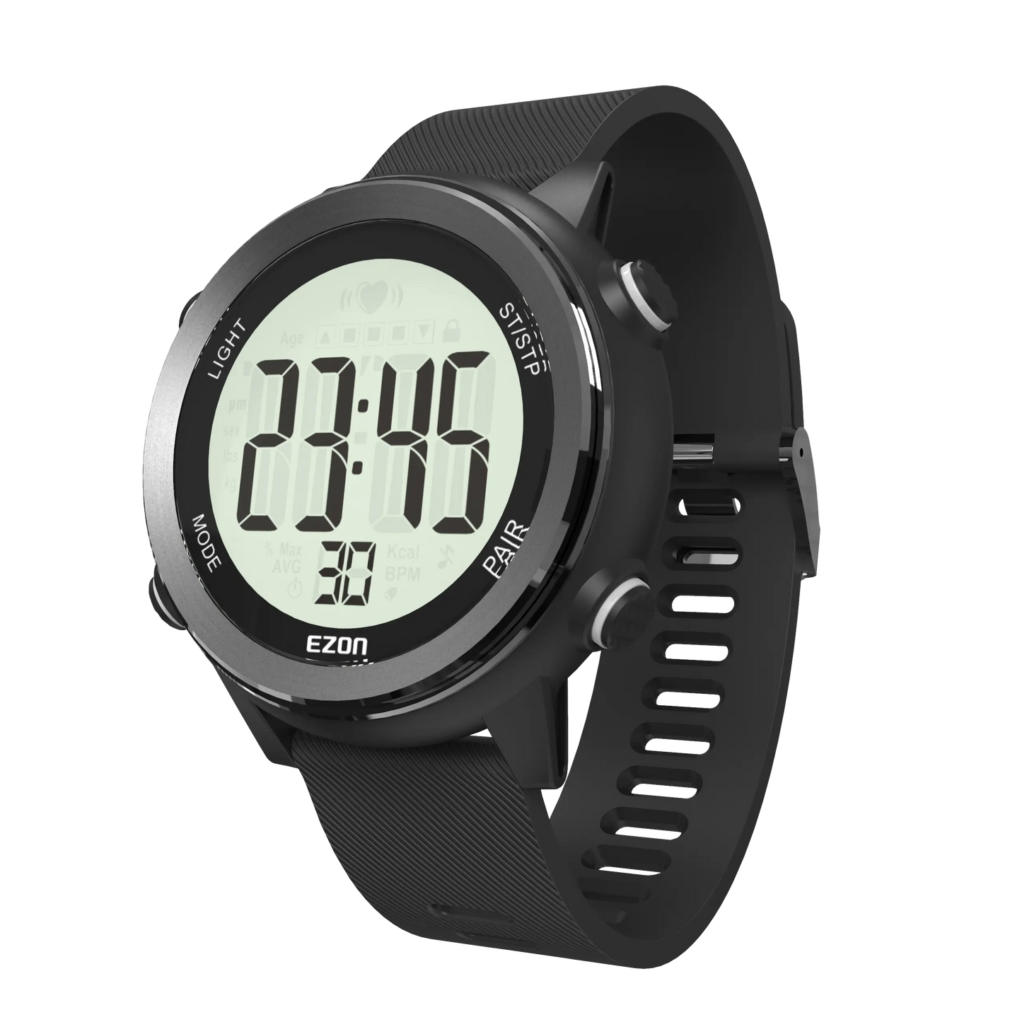EZON T057 Men's Heart Rate Monitor Running Digital Watch Alarm Chronograph Calorie Counter Sport Watch with Chest Strap - EZON Watch