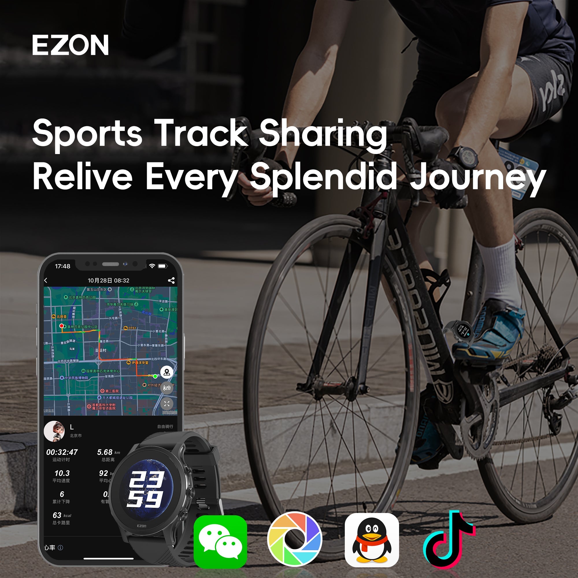 EZON R6 Professional Outdoor Sports Watch — Sony GPS Positioning, 24/7 Heart Rate Monitoring & 50M Water Resistant EZON Watch