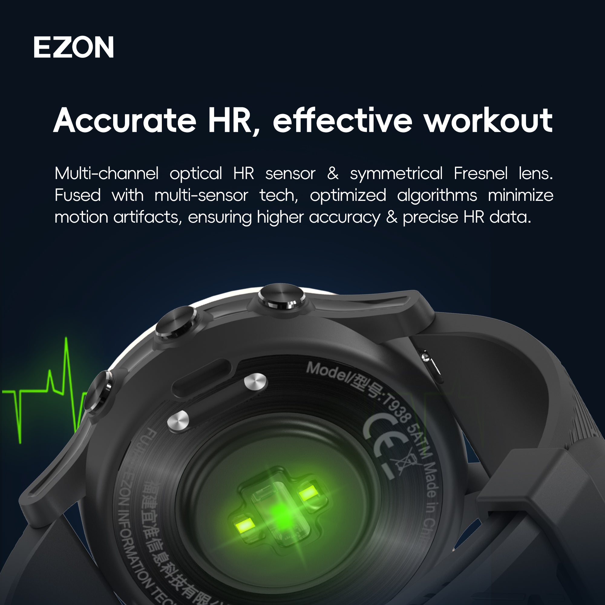 EZON R6 Professional Outdoor Sports Watch — Sony GPS Positioning, 24/7 Heart Rate Monitoring & 50M Water Resistant EZON Watch