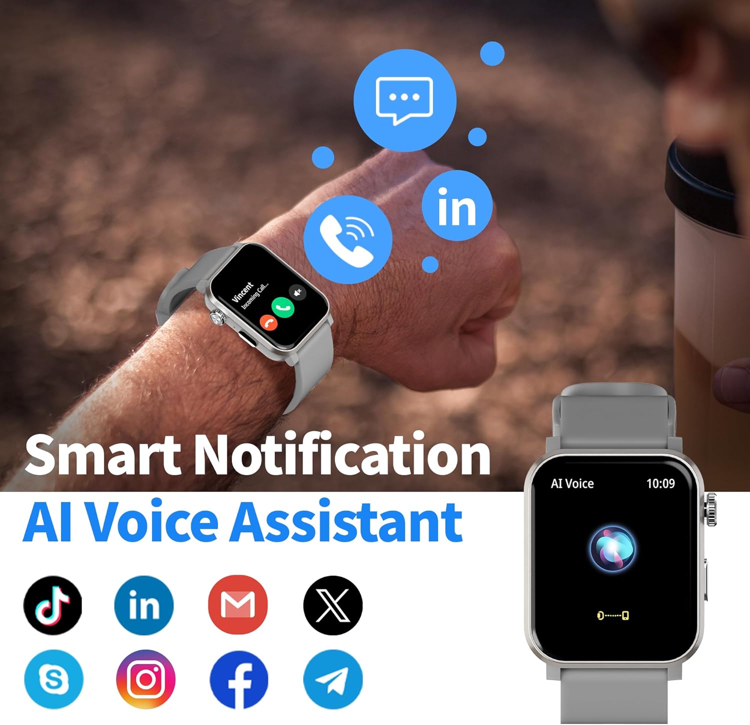 EZON S7 Smart Watch 1.83" HD Fitness Tracker with Heart Rate and Spo2 Monitor EZON