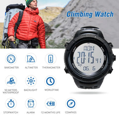 EZON Sports Digital Watch H001,Classic Outdoor Adventure Watch with Altimeter, Barometer & Compass,Timer/Temperature/Sunrise & Sunset Display, Suitable for Hiking Mountain Use - EZON Watch