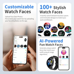 EZON Smart Watch for Women Men(Answer/Make Calls),1.43" AMOLED Fitness Tracker with 100+ Sports Modes,Heart Rate,SpO2,Sleep Monitor,IP68 Waterproof Smartwatch for Android iPhone (Black) EZON