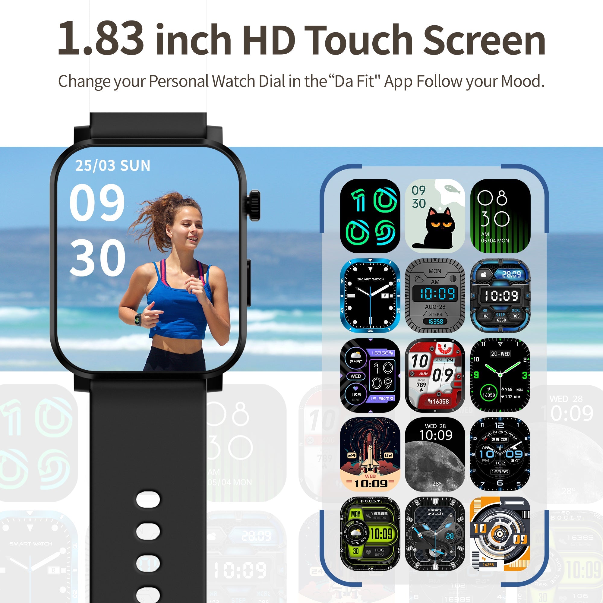 EZON S7 Smart Watch 1.83" HD Fitness Tracker with Heart Rate and Spo2 Monitor EZON